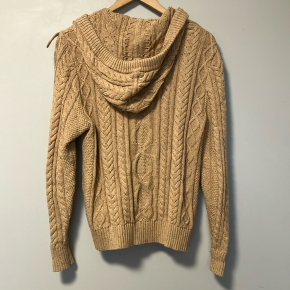 L.L. Bean Fleckered Cable Knit Organic Cotton Sweater with Hood - Picture 6 of 6